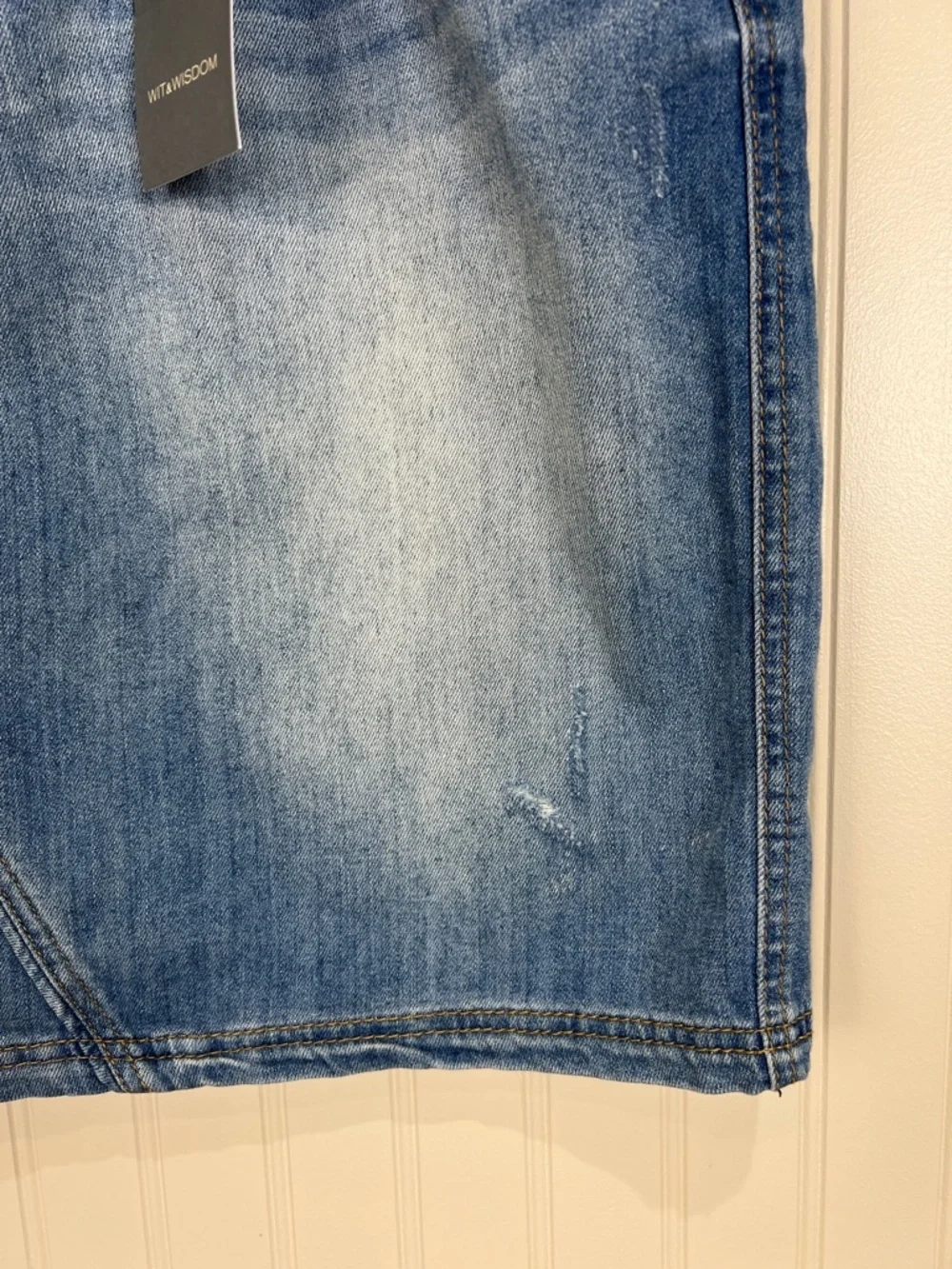 New Wit & Wisdom Distressed Blue Denim Skirt Size 16